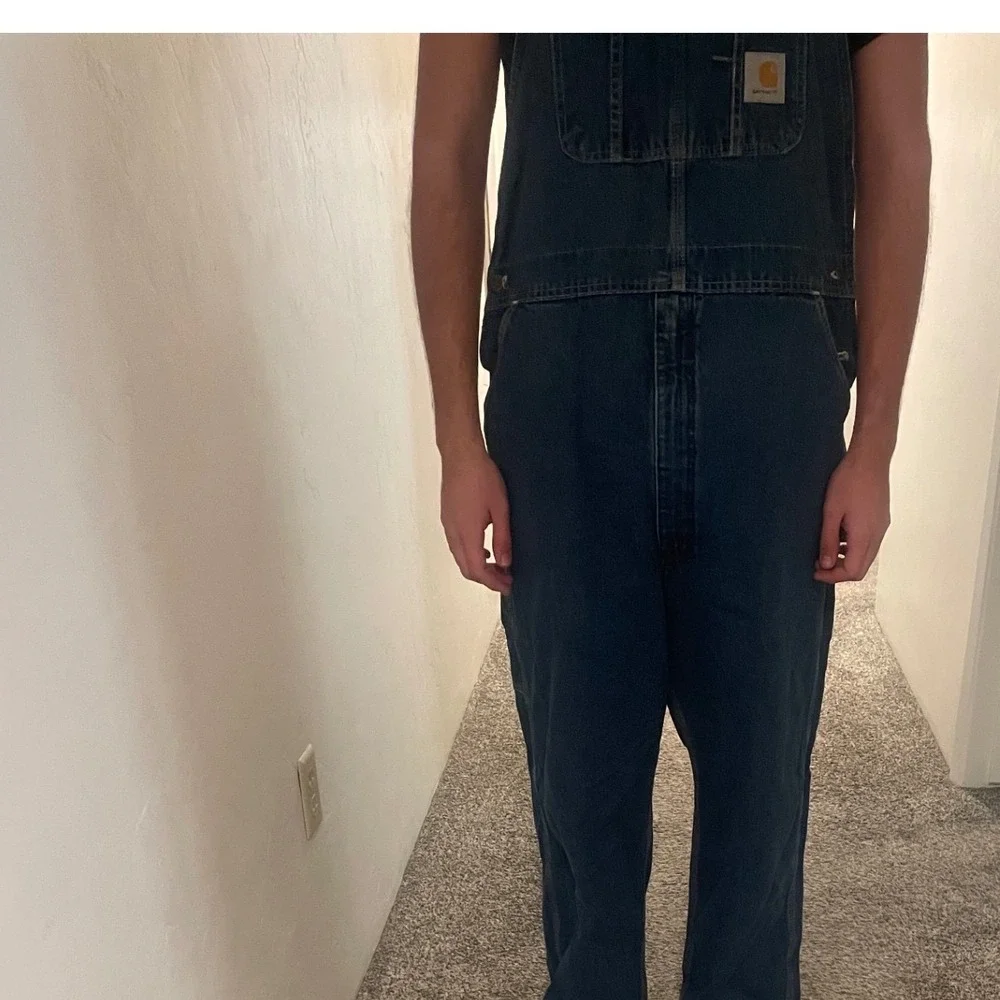Carhartt Mens Denim Bib Overalls Dark Wash Carpenter Workwear Dungarees VTG 2006